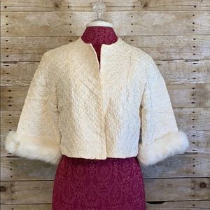 Vintage Styled by Winter Cream Bolero Jacket Fur